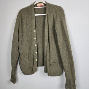 Vintage Jantzen Cardigan Sweater M Green Wool Blend USA Made Sportswear 50s 60s